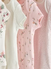 Pink & White Fairy Baby Short Sleeve 100% Cotton Bodysuits 5 Pack - Image 9 of 13