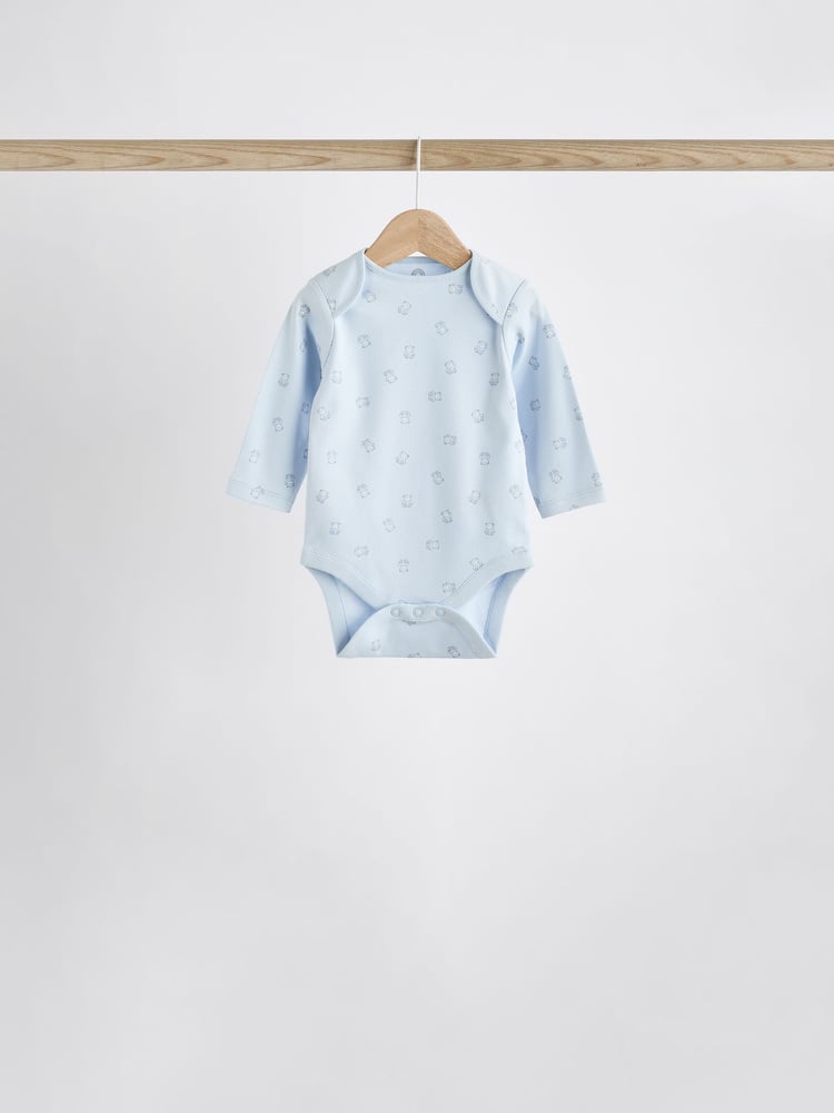 Blue 7 Pack Baby Bear Long Sleeve Bodysuits - Image 2 of 14