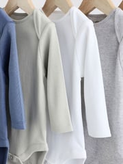 Grey/White Long Sleeve Bodysuits 5 Pack - Image 9 of 13