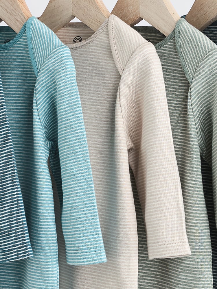 Blue Stripe Long Sleeve Baby Bodysuits 5 Pack - Image 13 of 13