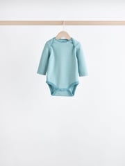 Blue Stripe Long Sleeve Baby Bodysuits 5 Pack - Image 5 of 13