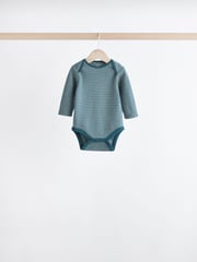 Blue Stripe Long Sleeve Baby Bodysuits 5 Pack - Image 7 of 13