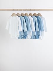 Blue 7 Pack Baby Long Sleeve Bodysuits - Image 1 of 10