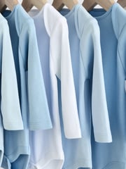 Blue 7 Pack Baby Long Sleeve Bodysuits - Image 6 of 10