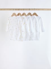 White 5 Pack Long Sleeve 100% Cotton Baby Bodysuits - Image 2 of 7