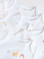 White 5 Pack Long Sleeve 100% Cotton Baby Bodysuits - Image 4 of 7