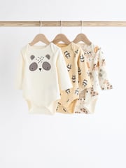 Orange/White Baby Long Sleeve Character Bodysuits 3 Pack - Image 1 of 7
