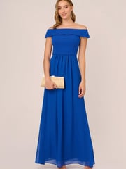 Adrianna Papell Blue Crepe Chiffon Gown - Image 3 of 7