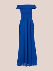 Adrianna Papell Blue Crepe Chiffon Gown - Image 6 of 7