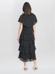 Gina Bacconi Rebecca Midi Tiered Dress With Shoulder Trim - Image 2 of 5