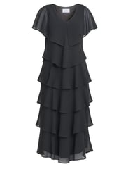 Gina Bacconi Rebecca Midi Tiered Dress With Shoulder Trim - Image 5 of 5