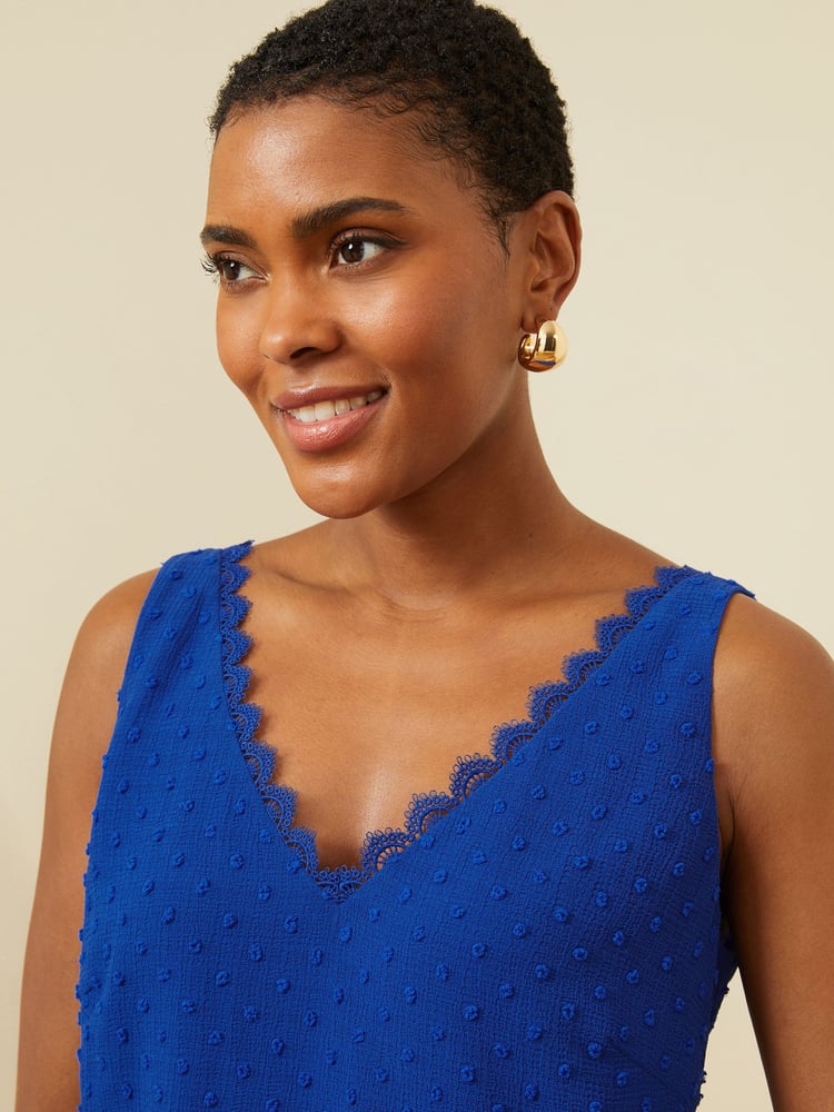 Love & Roses Navy Blue V Neck V Back Woven Vest - Image 2 of 4