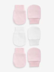 Pink Baby Scratch Mitts 100% Cotton 3 Pack - Image 1 of 4