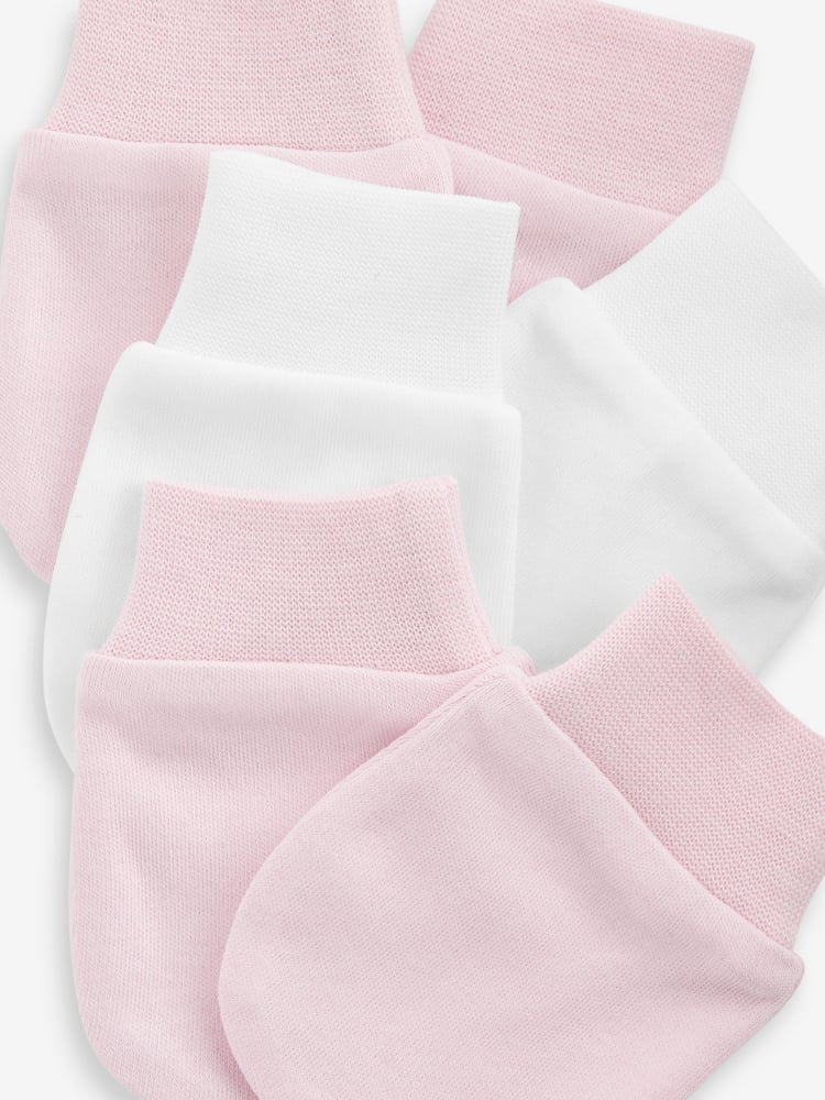 Pink Baby Scratch Mitts 100% Cotton 3 Pack - Image 4 of 4