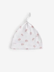 Pink Baby Tie Top 100% Cotton Hats 3 Pack (0-12mths) - Image 2 of 5