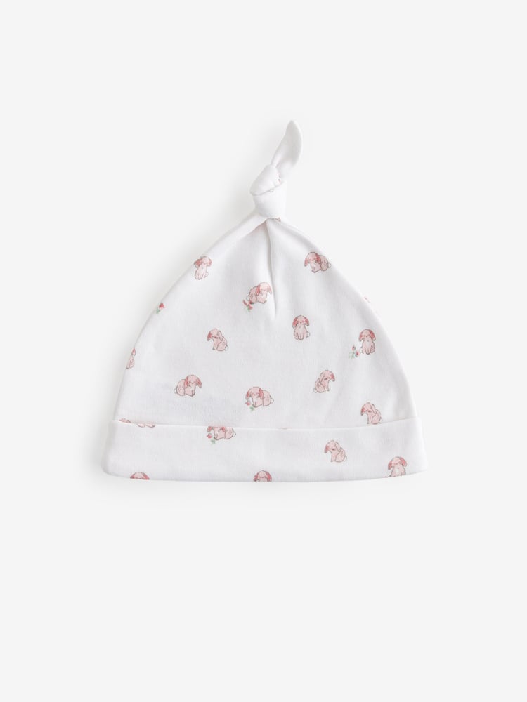 Pink Baby Tie Top 100% Cotton Hats 3 Pack (0-12mths) - Image 2 of 5