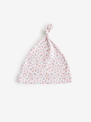 Pink Baby Tie Top 100% Cotton Hats 3 Pack (0-12mths) - Image 3 of 5