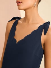 Love & Roses Navy Blue V Neck Scallop Detail Tie Shoulder Vest - Image 2 of 4
