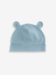 Mid Blue Baby 100% Cotton Beanies 3 Pack (0-18mths) - Image 2 of 5