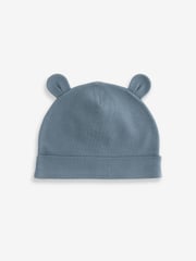 Mid Blue Baby 100% Cotton Beanies 3 Pack (0-18mths) - Image 3 of 5