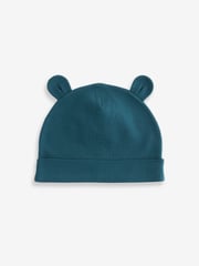 Mid Blue Baby 100% Cotton Beanies 3 Pack (0-18mths) - Image 4 of 5