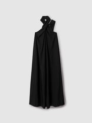 Reiss Black Phoebe Taffeta Halter Neck Maxi Dress - Image 2 of 6