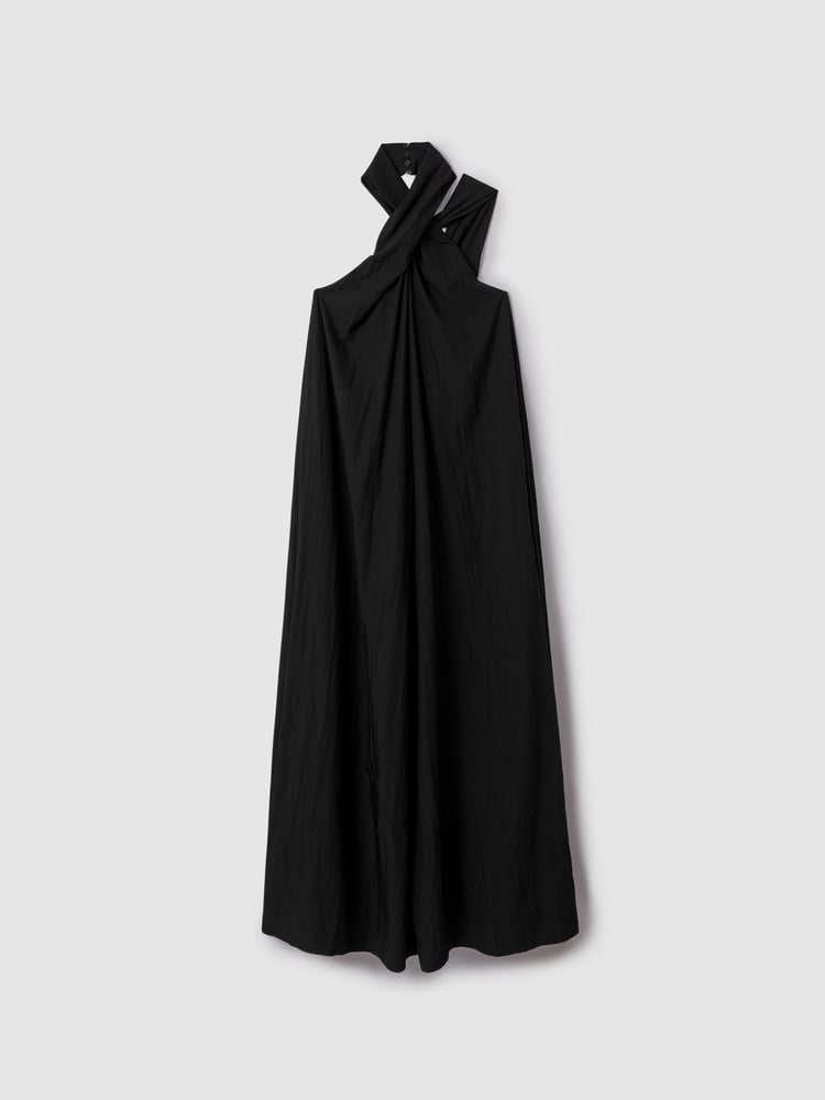 Reiss Black Phoebe Taffeta Halter Neck Maxi Dress - Image 2 of 6