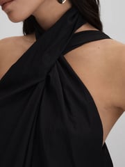 Reiss Black Phoebe Taffeta Halter Neck Maxi Dress - Image 3 of 6