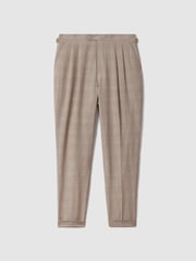 Reiss Oatmeal Collect Slim Fit Check Adjuster Trousers with Turn-Ups - Image 2 of 6