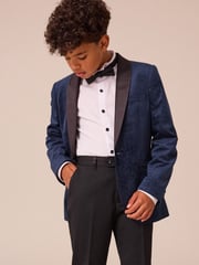 Navy Snake Skin Velvet Jacket (3-16yrs) - Image 1 of 9