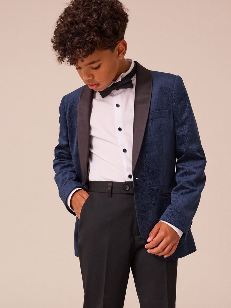 Navy Snake Skin Velvet Jacket (3-16yrs) - Image 1 of 9