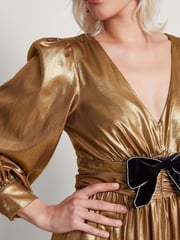 Monsoon Gold Gracie Bow Midi Dress - Image 4 of 5