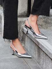 Linzi Silver Presley Stiletto Pointed Court Heels - Image 1 of 5