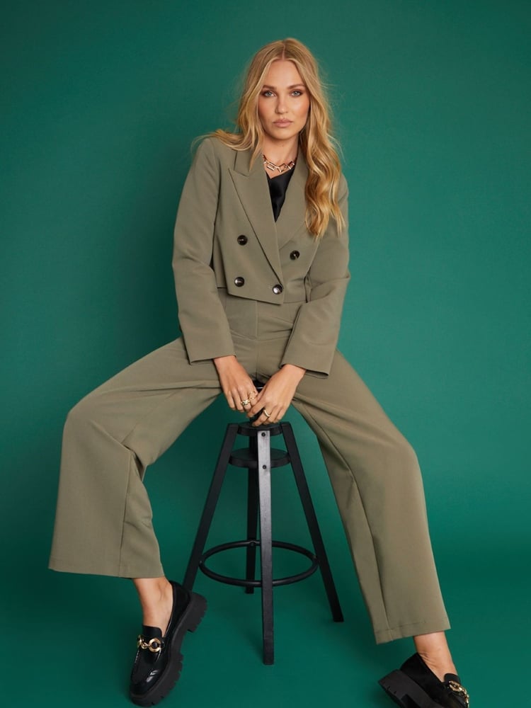 Another Sunday Green Cropped Boxy Blazer - Image 1 of 5
