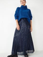 Hush Blue Clio Pleated Sequin Skirt - Image 1 of 5