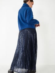 Hush Blue Clio Pleated Sequin Skirt - Image 3 of 5