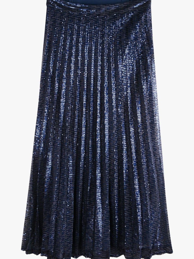 Hush Blue Clio Pleated Sequin Skirt - Image 5 of 5
