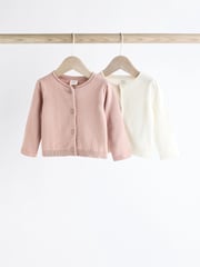 Pink/White 100% Cotton Cardigans 2 Pack (0mths-3yrs) - Image 1 of 7
