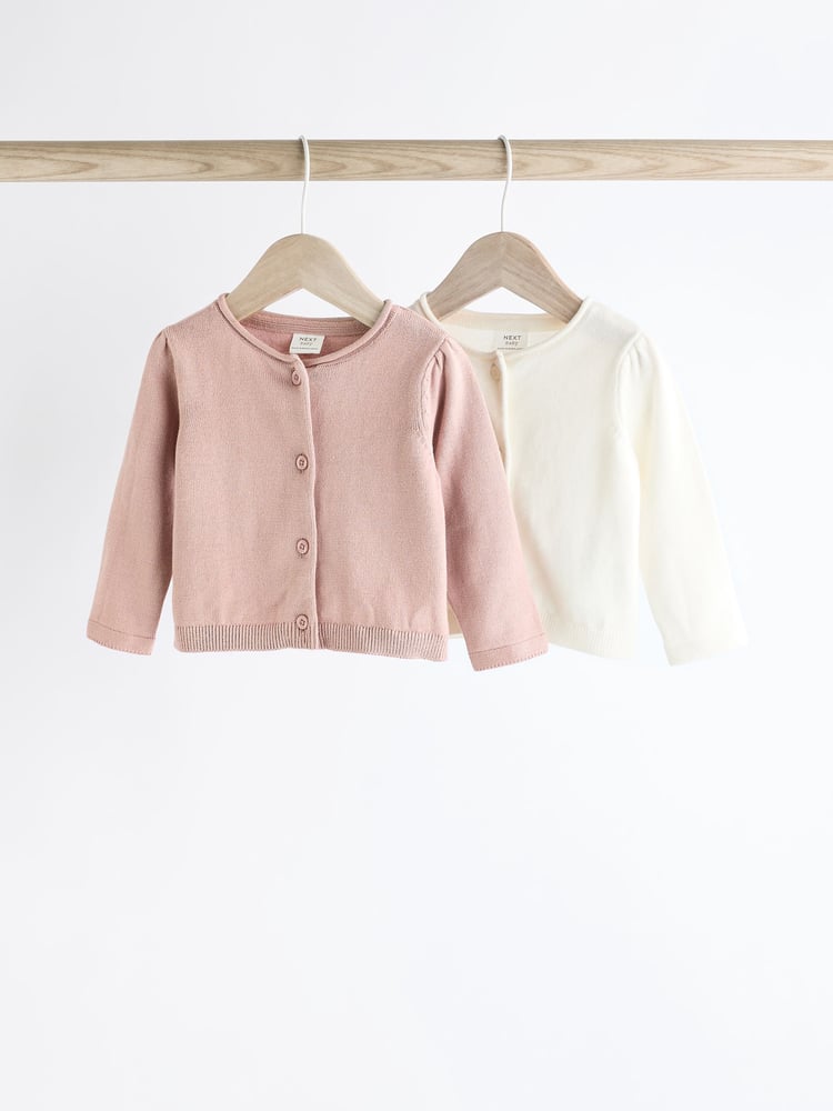 Pink/White 100% Cotton Cardigans 2 Pack (0mths-3yrs) - Image 1 of 7
