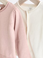 Pink/White 100% Cotton Cardigans 2 Pack (0mths-3yrs) - Image 3 of 7