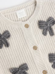 Graue 3D-Schleifen - Strickjacke für Babys aus 100 % Baumwolle (0 Monate – 2 Jahre) - Bild 8 von 10