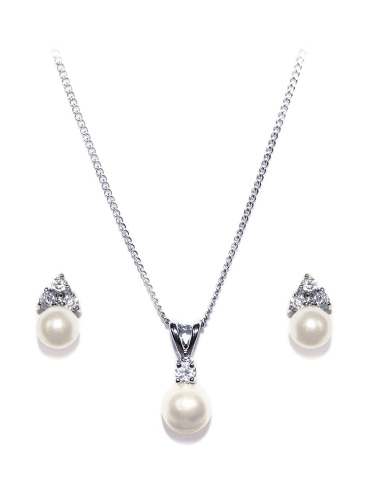 Ivory & Co Silver Classic Crystal And Pearl Set - Image 1 of 4