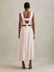 Reiss Nude/Ivory Rosalia Contrast Trim Co-Ord Midi Skirt - Image 4 of 5