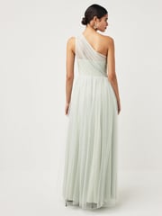 Maya Light Green One Shoulder Tulle Maxi Dress With Embellished Motif - Image 2 of 3