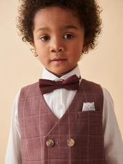 Plum Purple Check Waistcoat Set With Shirt And Bow Tie (3mths-7yrs) - Image 3 of 10