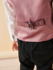 Plum Purple Check Waistcoat Set With Shirt And Bow Tie (3mths-7yrs) - Image 4 of 10