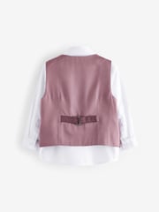 Plum Purple Check Waistcoat Set With Shirt And Bow Tie (3mths-7yrs) - Image 6 of 10