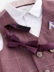 Plum Purple Check Waistcoat Set With Shirt And Bow Tie (3mths-7yrs) - Image 8 of 10