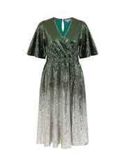 Yumi Green Ombre Sequin Midi Wrap Dress - Image 5 of 5