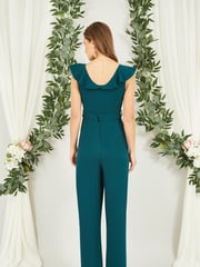 Mela Green Jumpsuit With Gold Buckle and Frill Detail - Image 2 of 4
